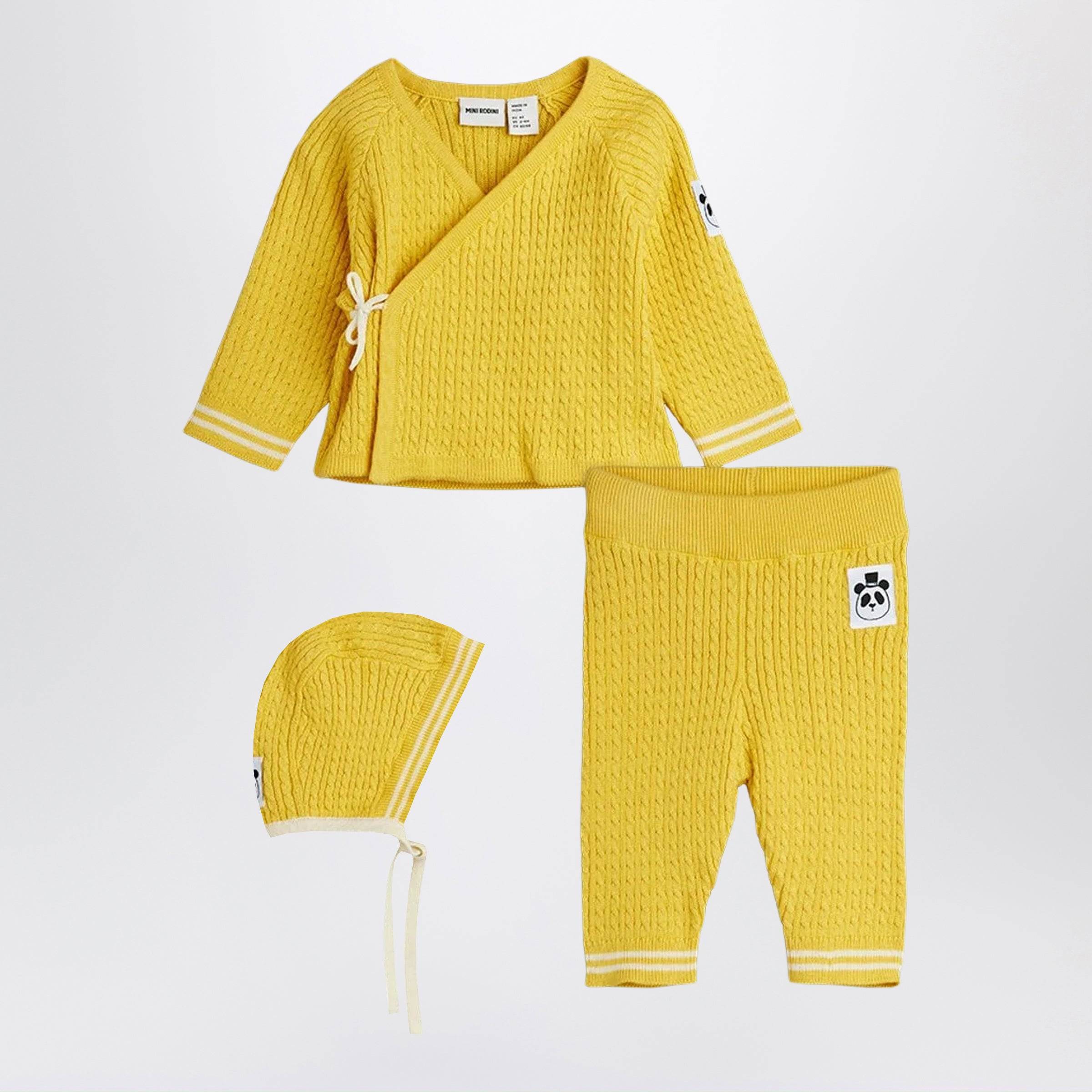 Mini Rodini Set Cable Knit Baby - Yellow