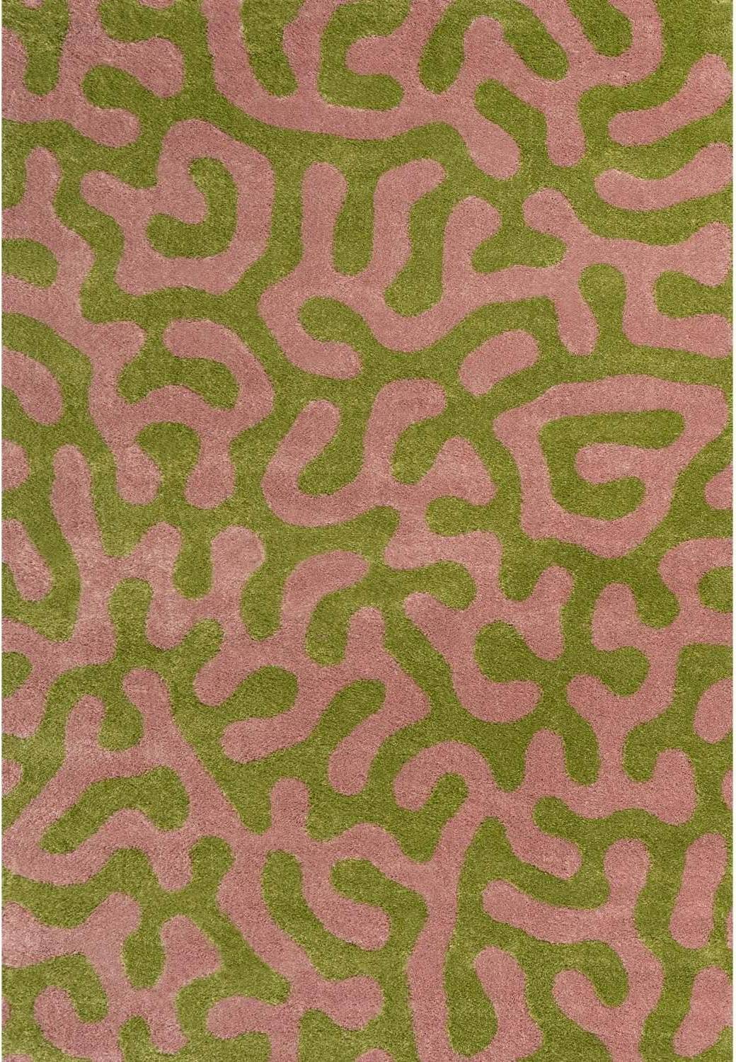 Pink and green rug THE RUGS Joli Abstract Pattern Soft Dense Rug 120 x 170 Pink, Green cm