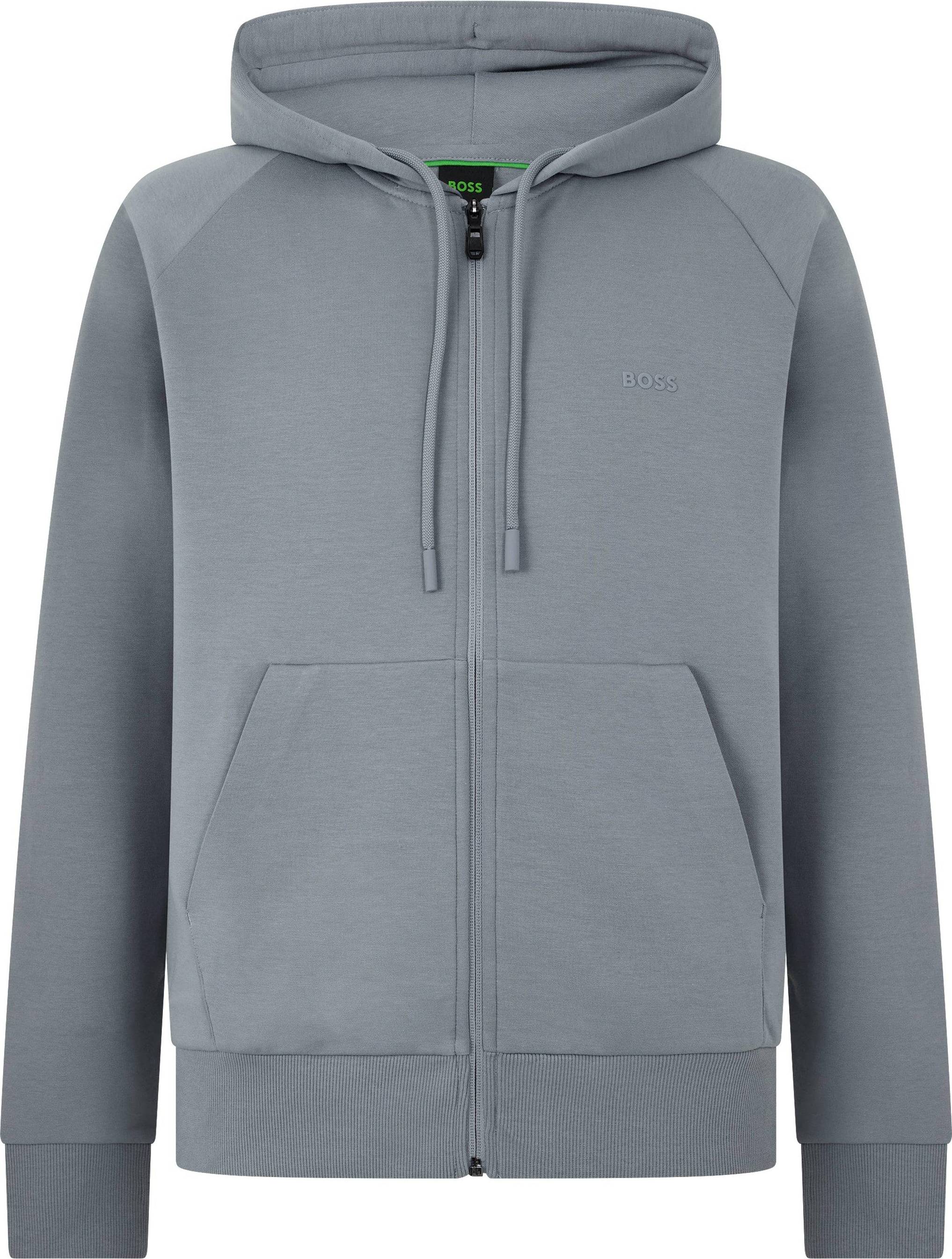Boss saggy hoodie BOSS Green Full-Zip Hoodie Adjustable Drawstring Streamlined Design - Grey