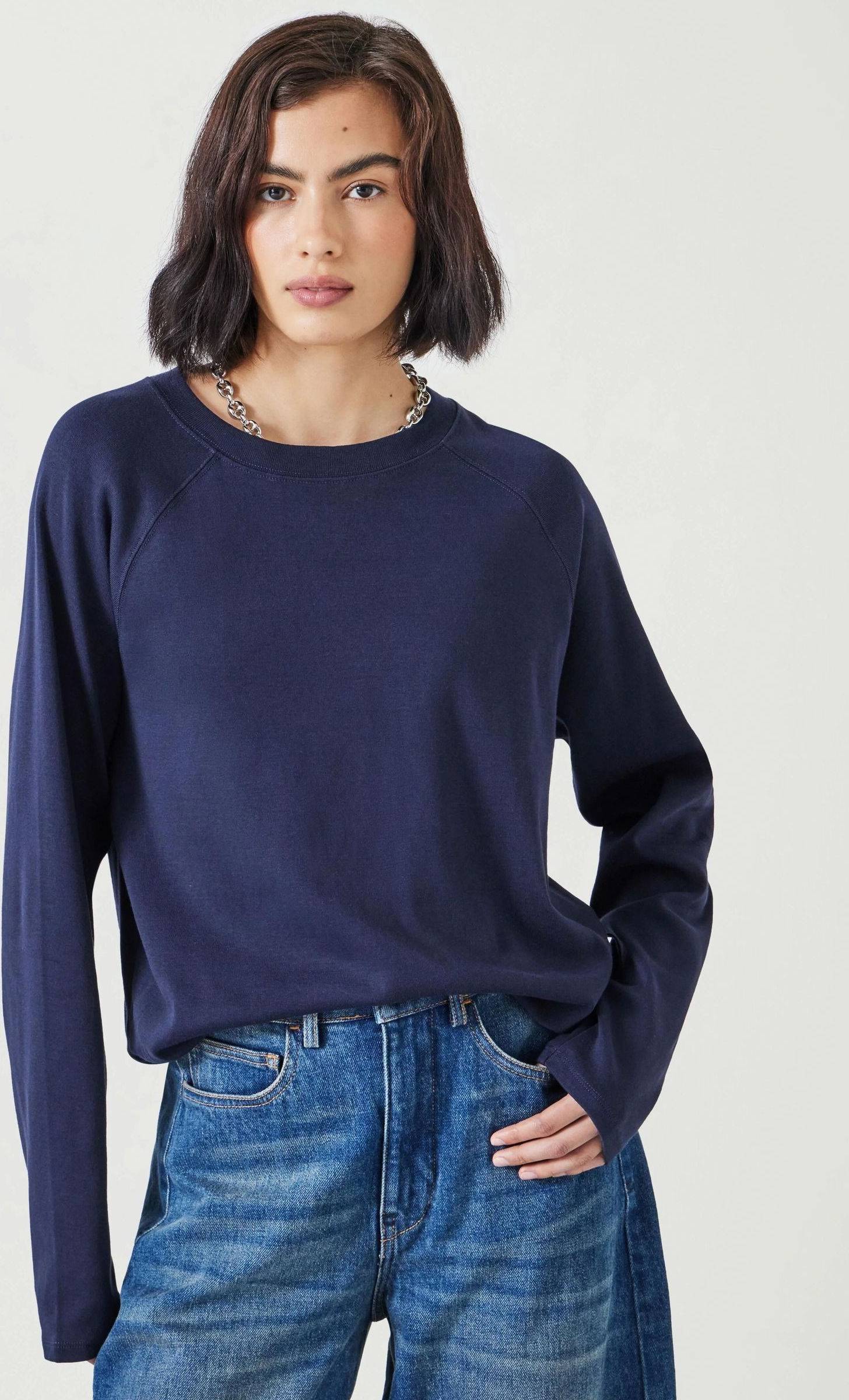 Matilda Raglan Top Small Medium - Dark Navy
