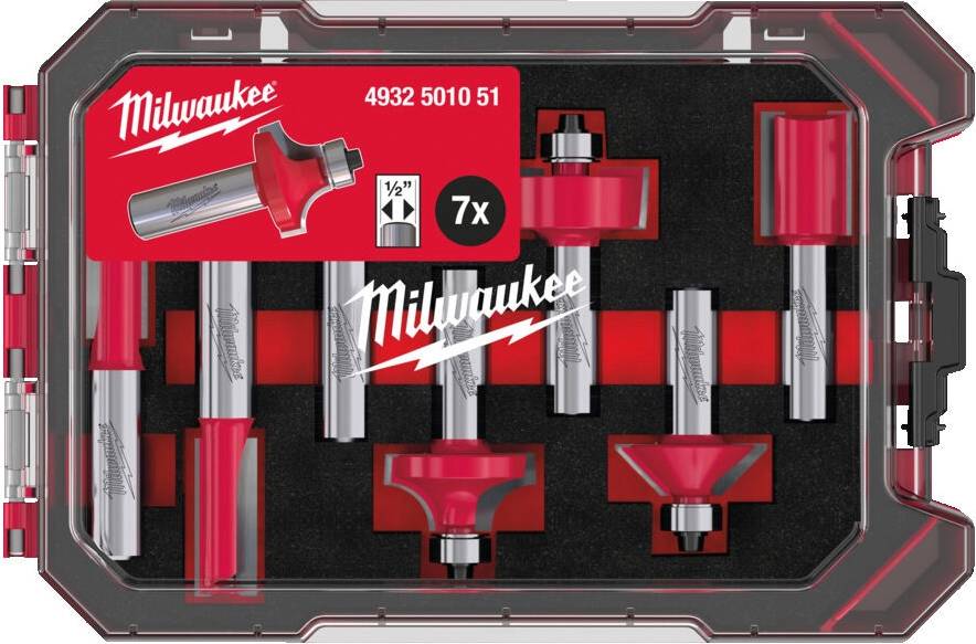 Milwaukee 7 Piece 1/2 Mixed Router Bit Set