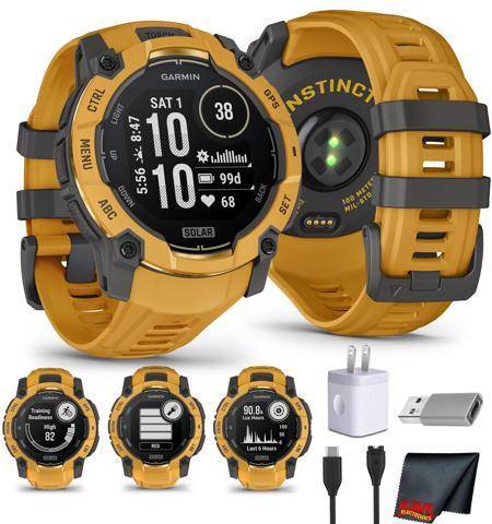Garmin solar Garmin Instinct 3 Solar 50mm GPS Smartwatch Bundle