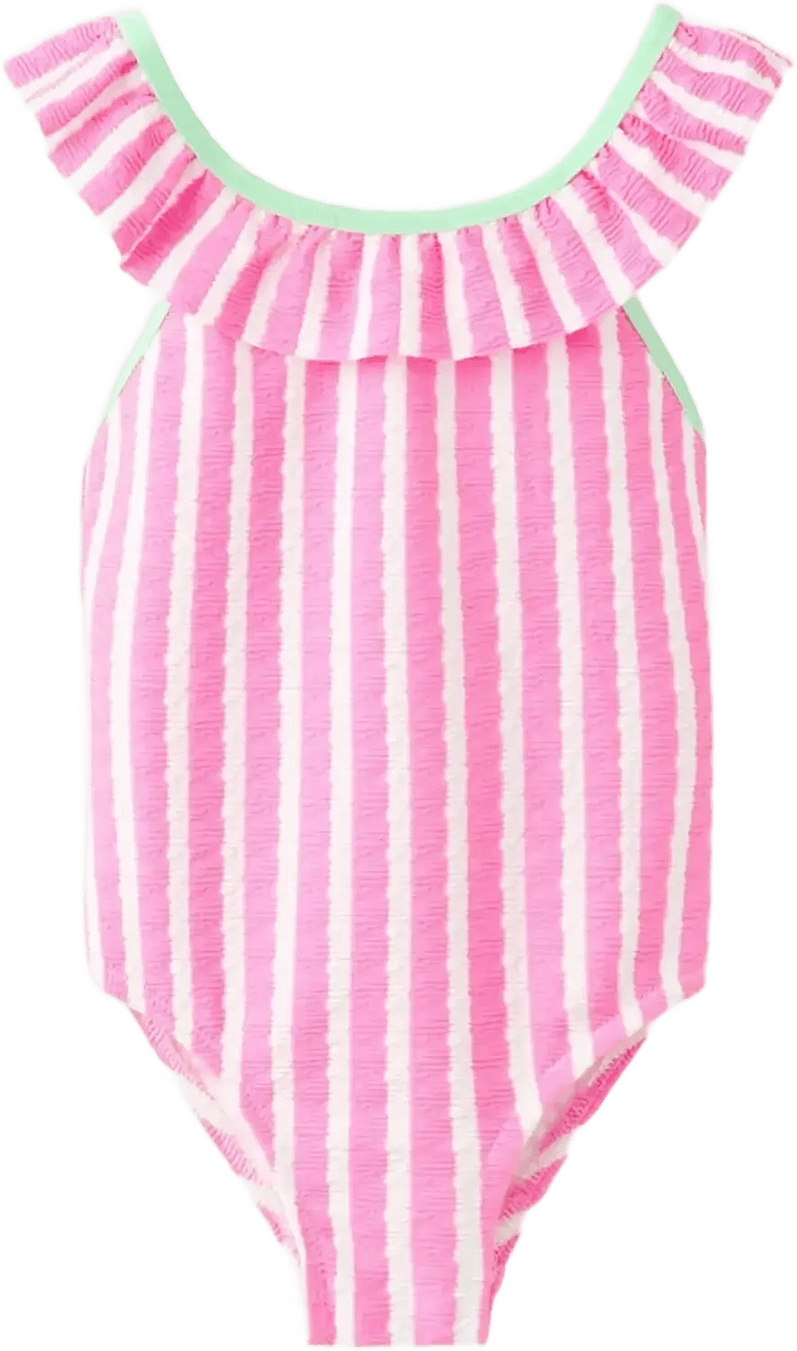 Mango Ruffle Striped Swimsuit - Pink