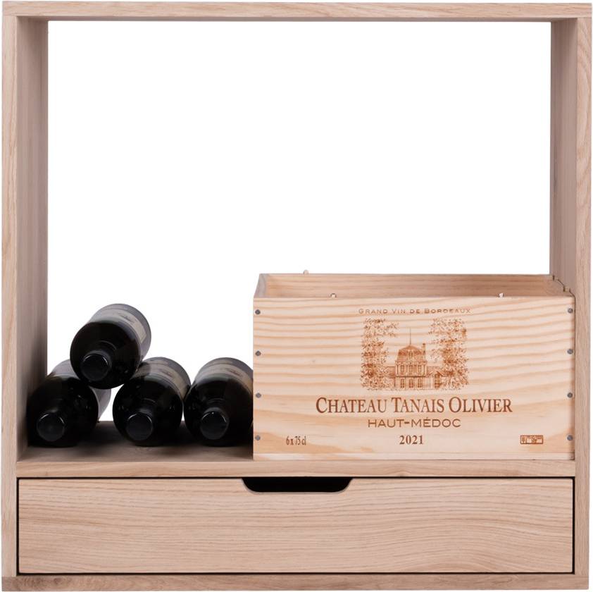 Caverack Enzo With Drawer Oak Wine Rack