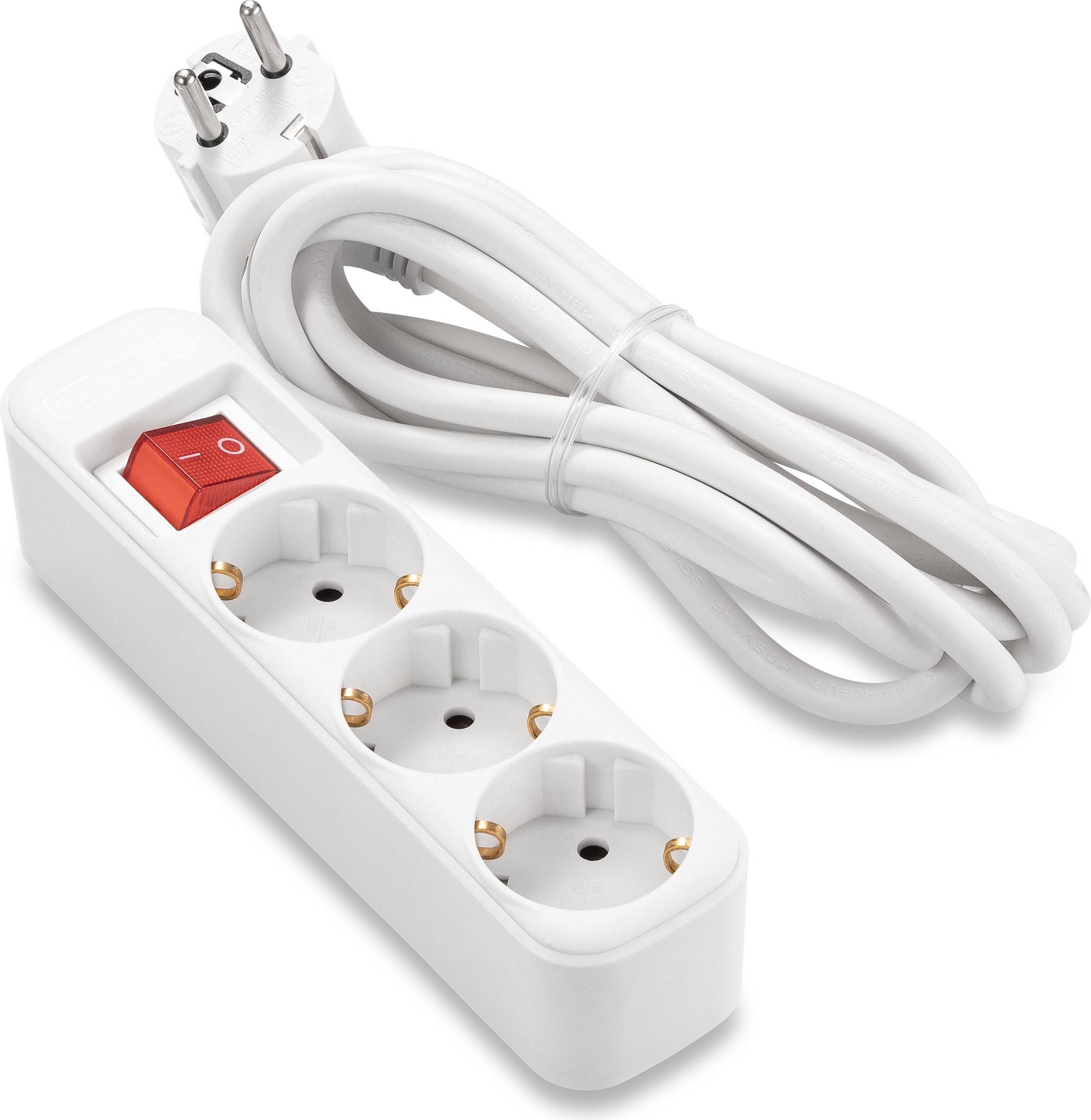 On Extension Lead 3-Way Socket With Switch