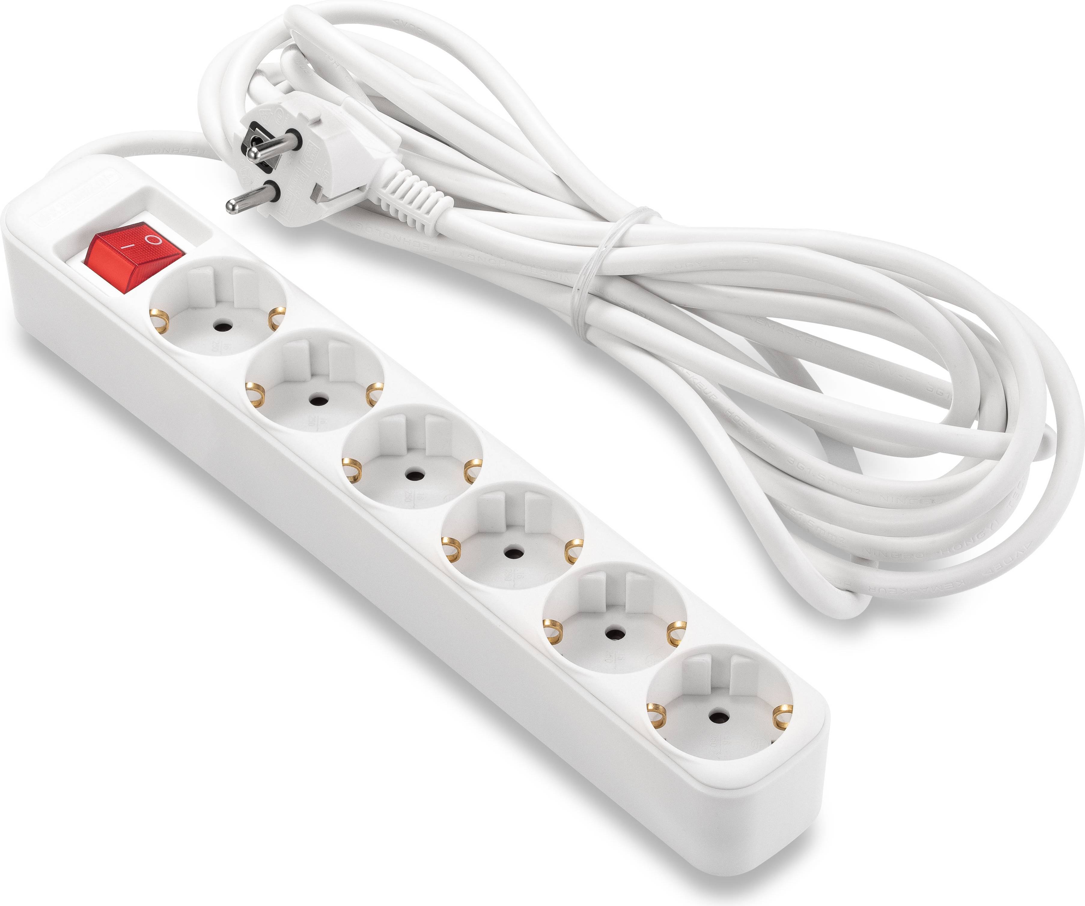 Extension Lead 6-Way Socket With Switch