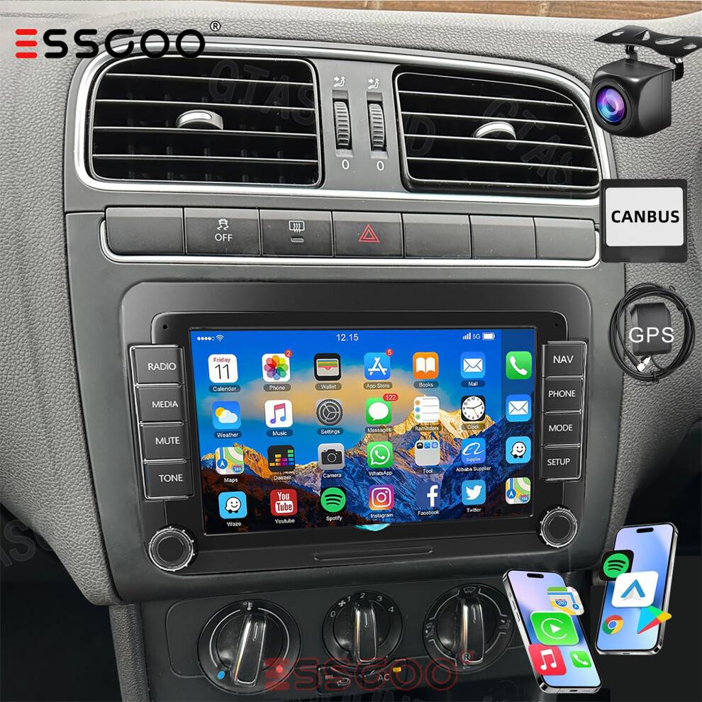 Essgoo 7 Inch Car Stereo Radio CarPlay Android Auto