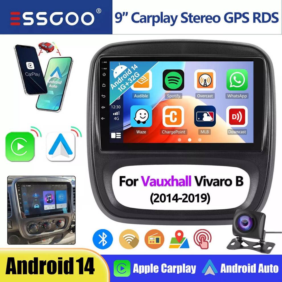 Essgoo 9 Inch Android 14 Car Stereo