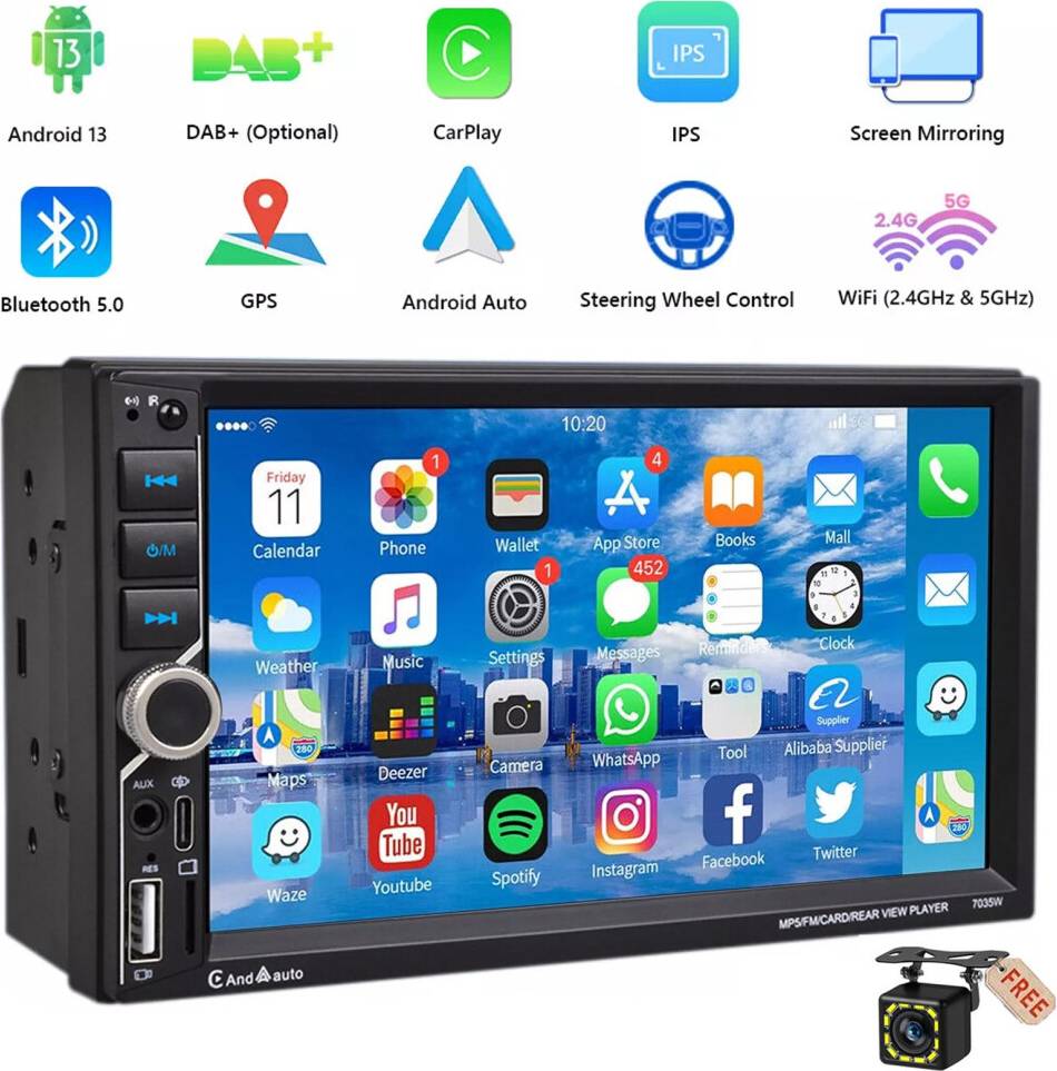 Essgoo 7 Inch 2 Din Android Auto Car Stereo