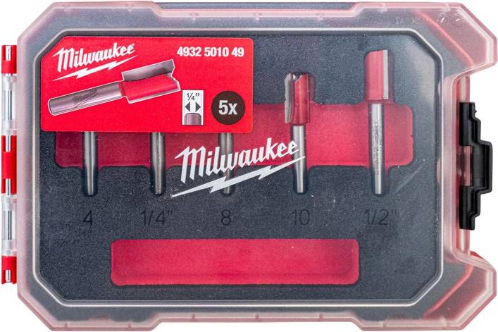 Milwaukee drill Milwaukee 1/4 Tungsten Carbide Straight Router Bit Set