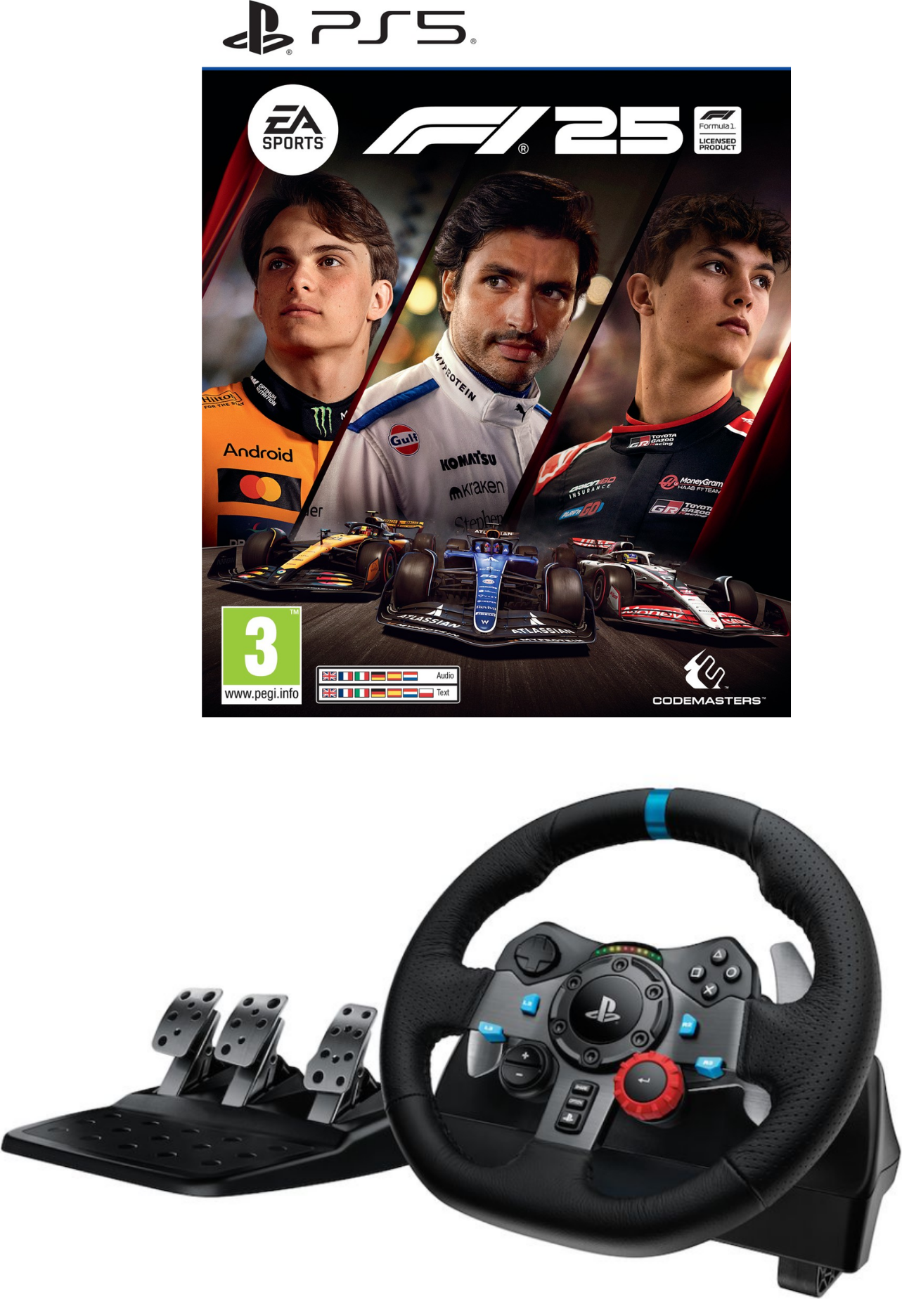 Logitech G29 Driving Force Racing Wheel F1 25 PS5 Racerpakke Bundle
