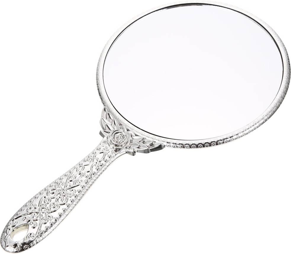 Silver Round Handheld Mirror Abs