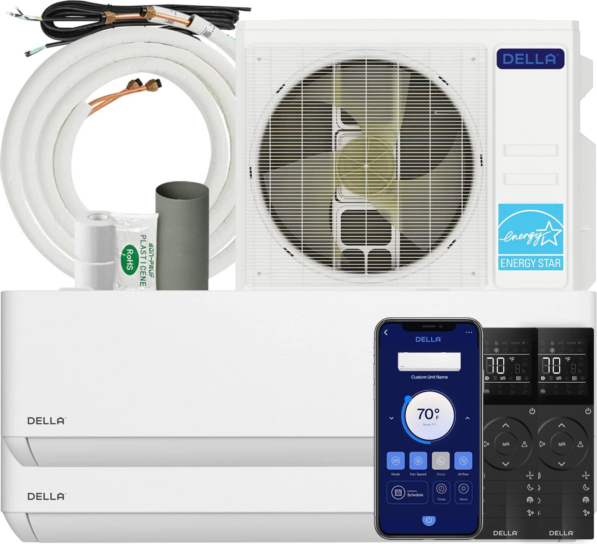 Split system air conditioner Della 27K BTU 2 Zone Mini Split Air Conditioner System