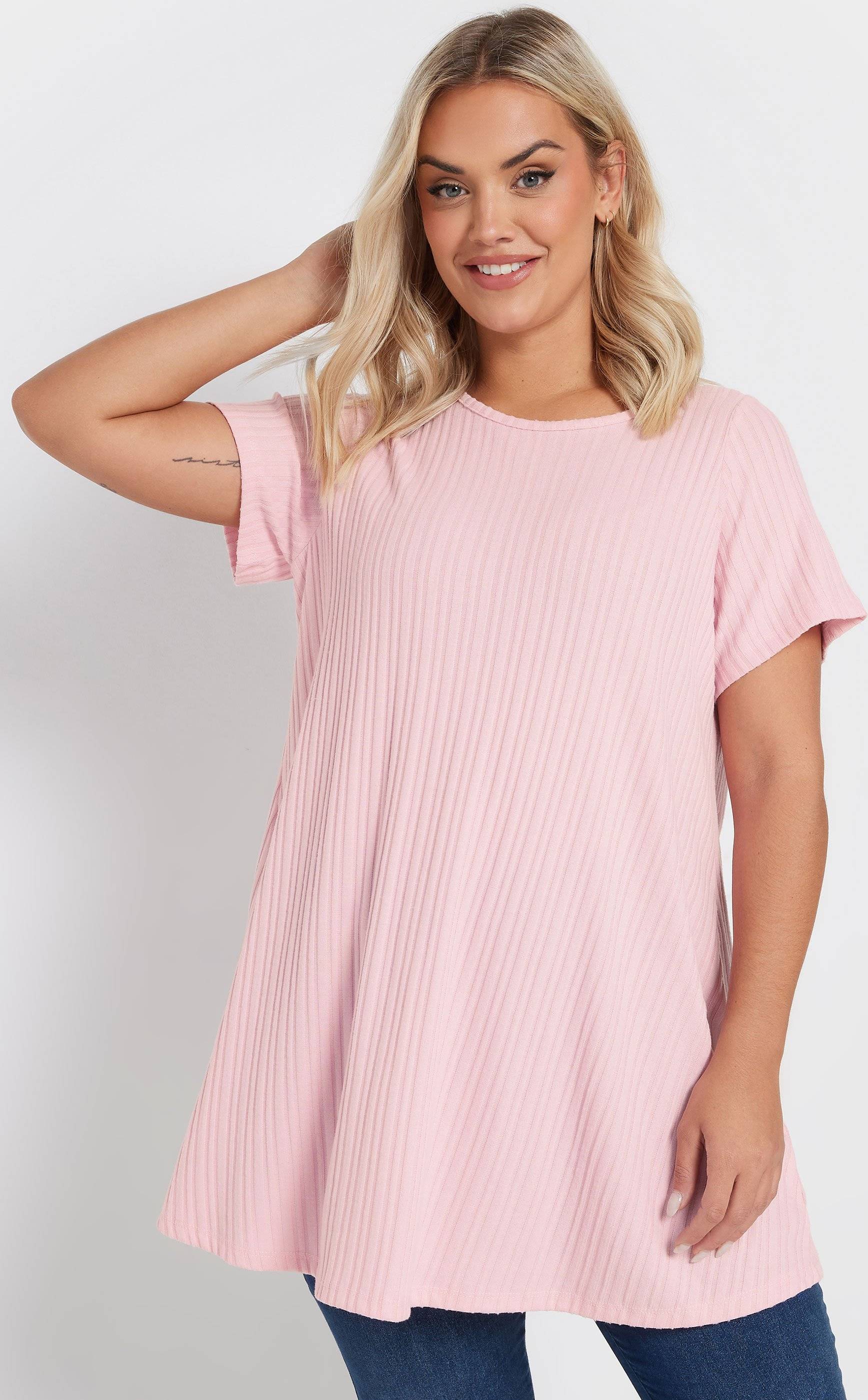Yours Swing Ribbed Top Pink Light Pink