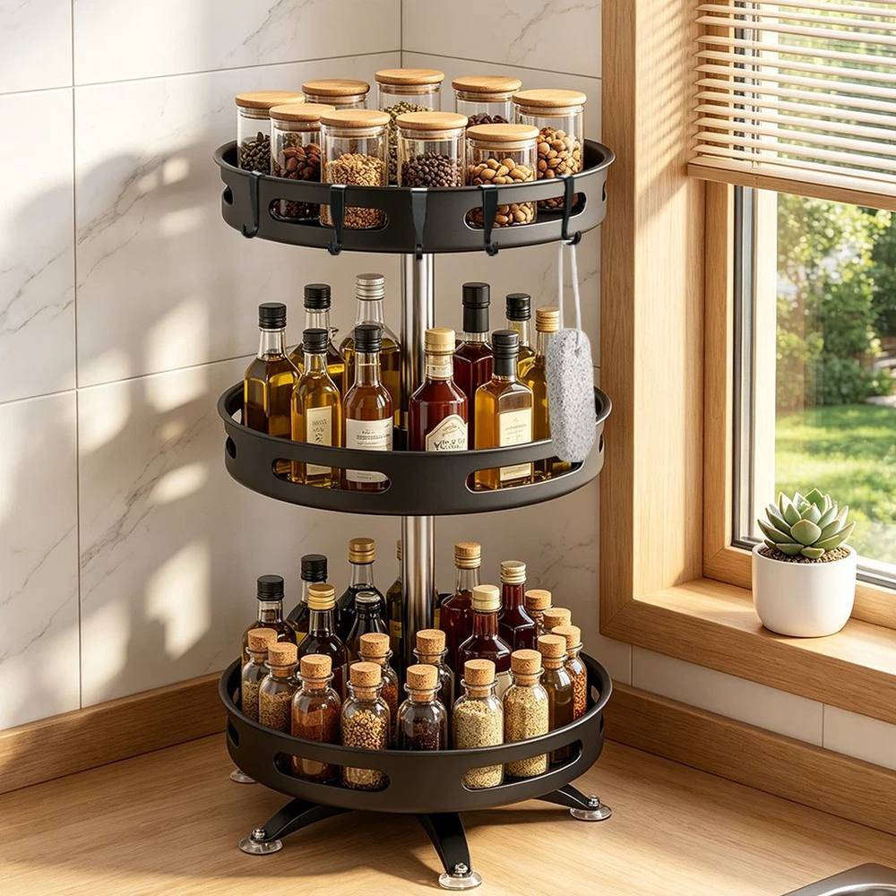 Eonlion 3 Tier Rotating Spice Rack