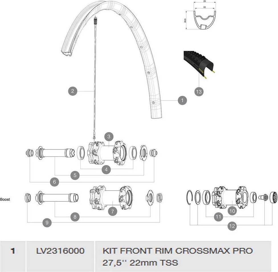 Mavic Crossmax Pro Tubeless Front Rim 29 24H
