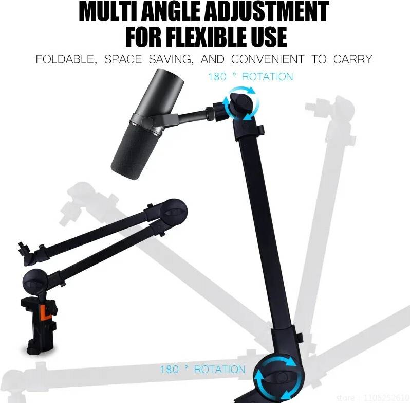 Low profile boom arm Spring-Free Microphone Arm Stand
