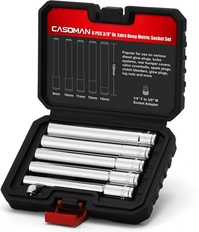 6PCS 3/8-Inch Drive Extra Deep Metric Socket Set