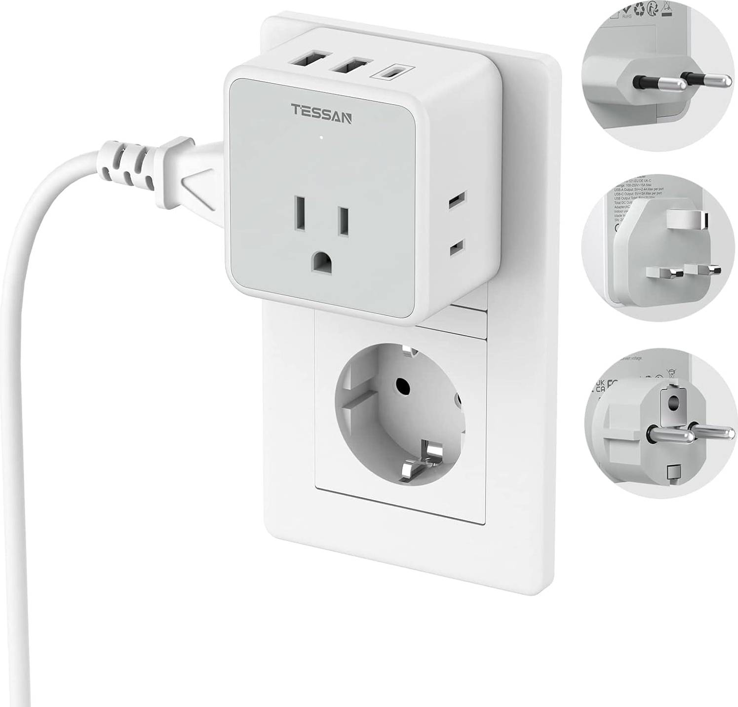 Travel adapter plug Tessan European Travel Plug Adapter Kit