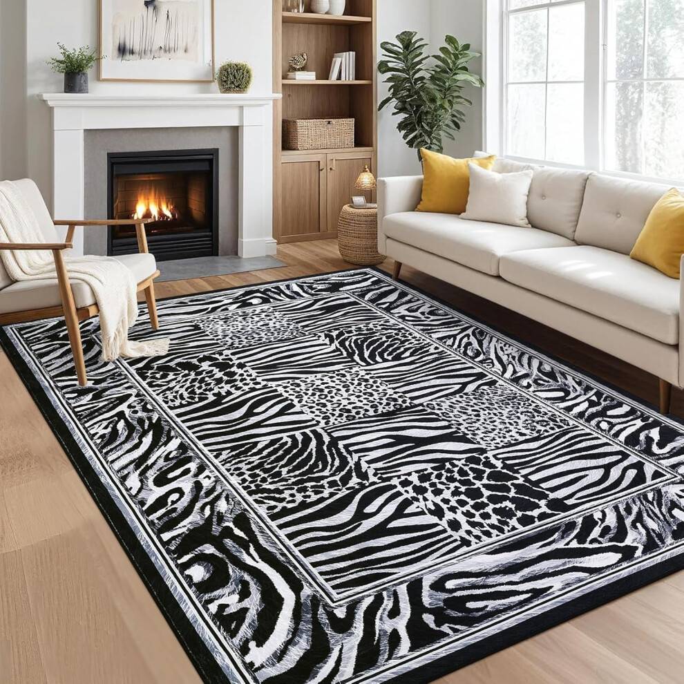 Large grey rugs for living room Living Room Rug 8x10 Soft Leopard Patchwork Grey cm