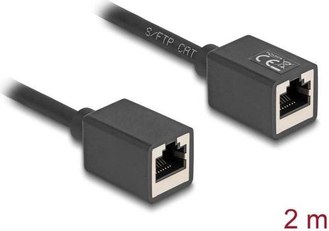 DeLock 90331 RJ45-Netværksforlængerkabel CAT 6a S/FTP - Sort 2m