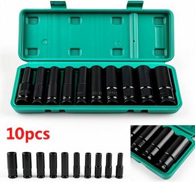 B&Q 1/2 Inch Deep Impact Socket Set 10 To 24mm 10 Pcs Socket Bit
