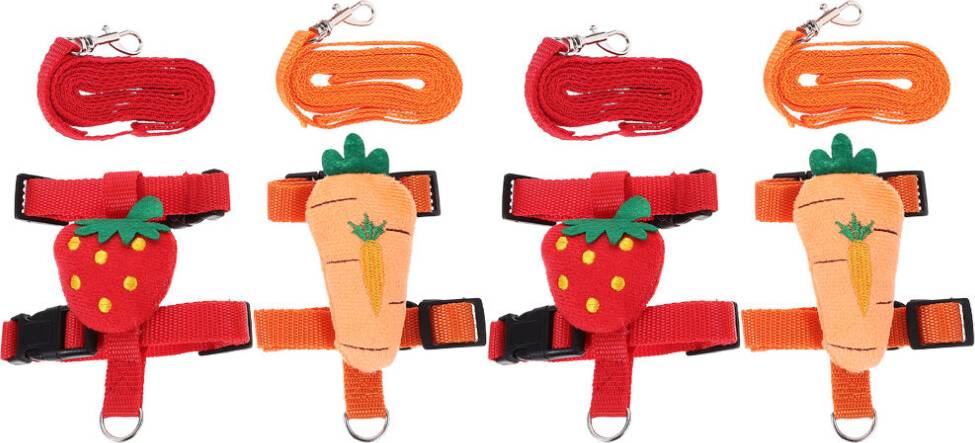 ABOOFAN 4Pcs Adjustable Bunny Rabbit Harness Leash Set