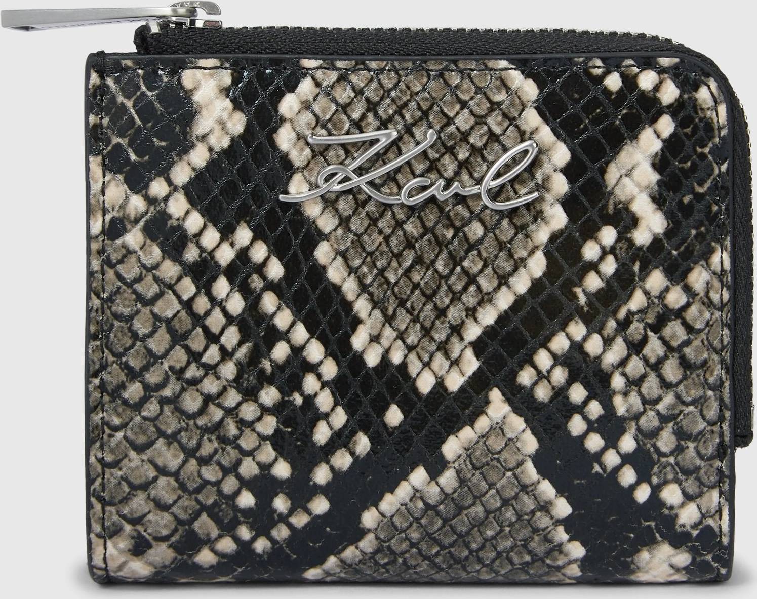 Karl Lagerfeld Python Small Bifold Wallet Natural Snake All Over Print - Gold