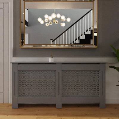 Grey radiator covers B&Q Grey Radiator Cover Geometric Pattern X-Large