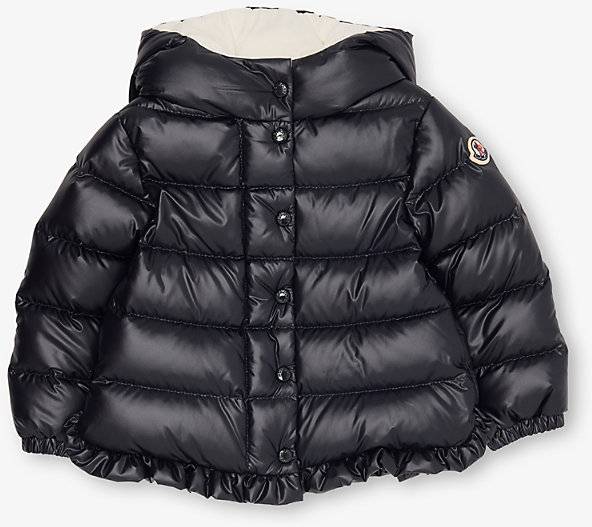 Moncler Tazui Ruffle-Hem Shell-Down Jacket - Navy