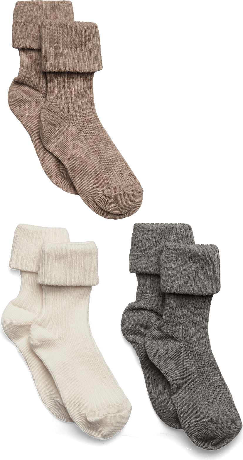 MP Cotton Rib Baby Socks 3-Pack - Beige