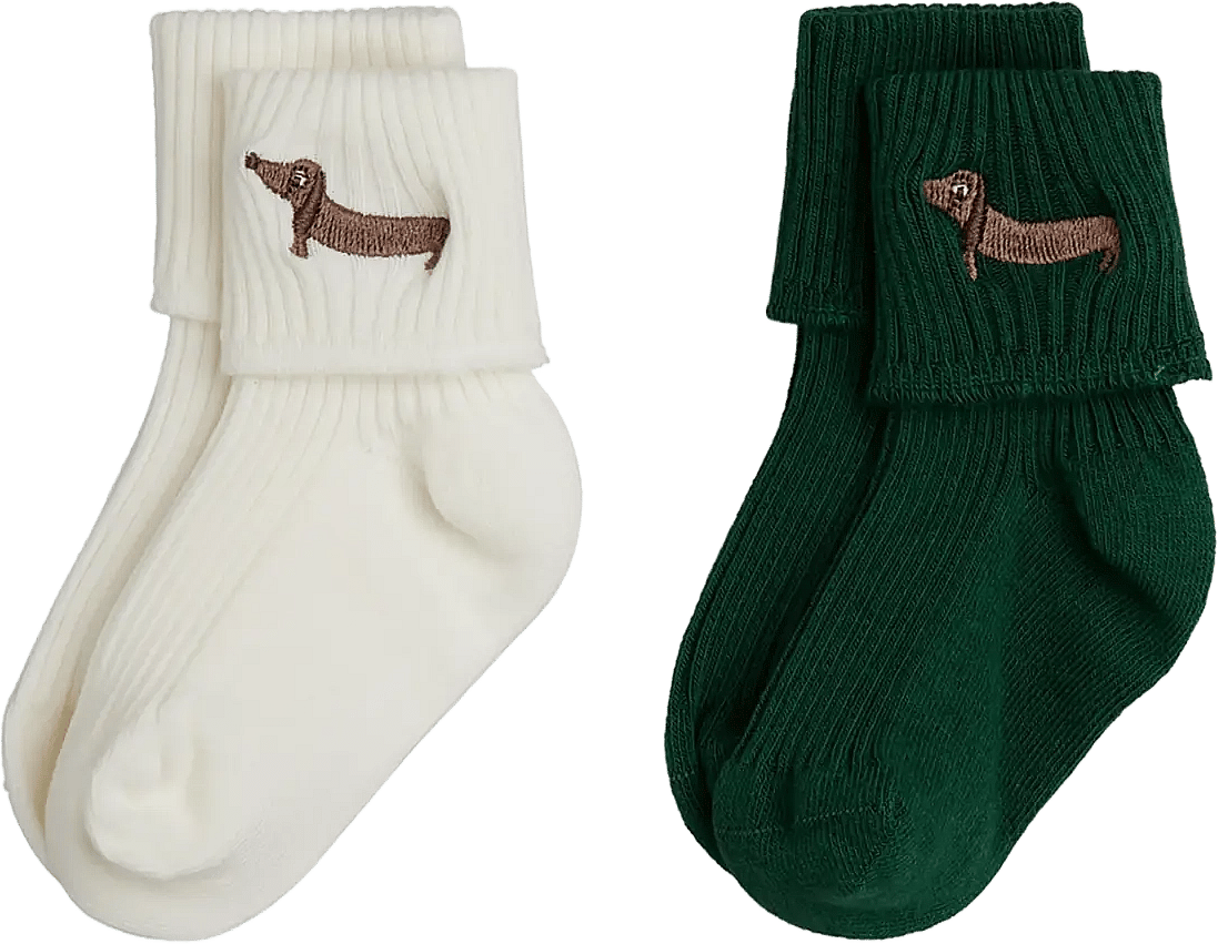 Mini Rodini Dog Emb Ribbed Baby Socks - Multi Patterned