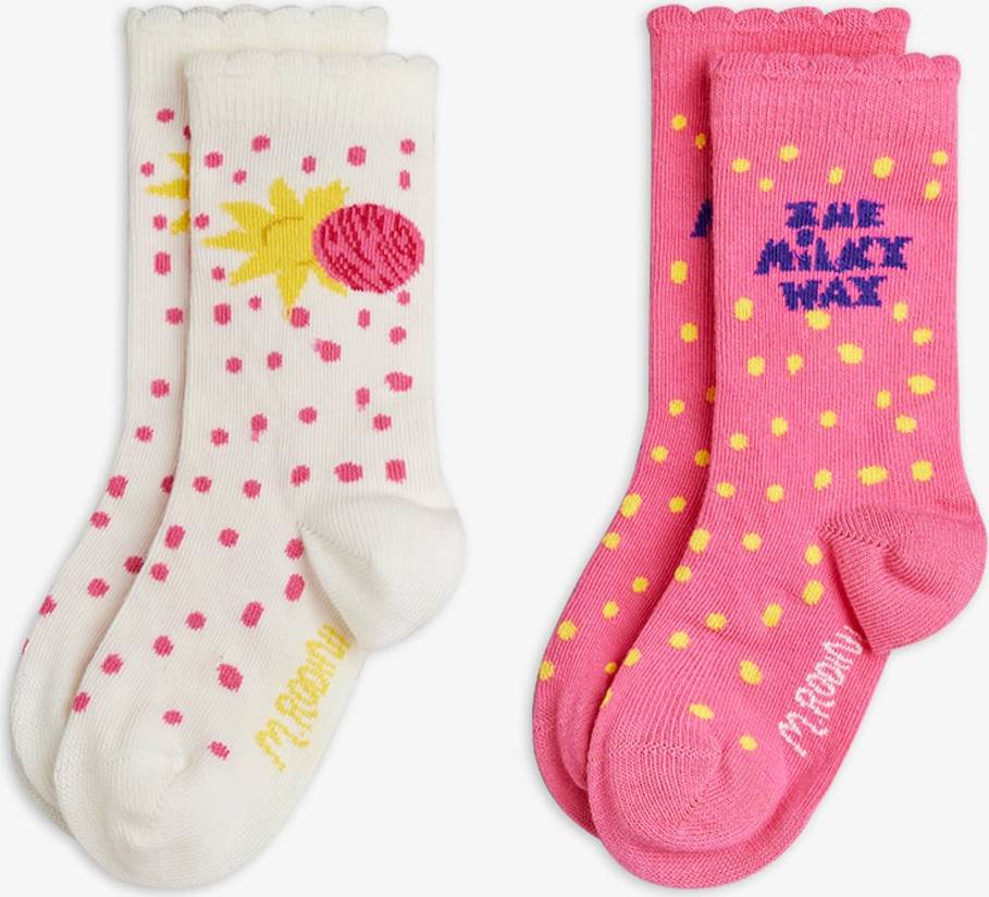 Mini Rodini Milky Way 2-Pack Strumpor - Rosa