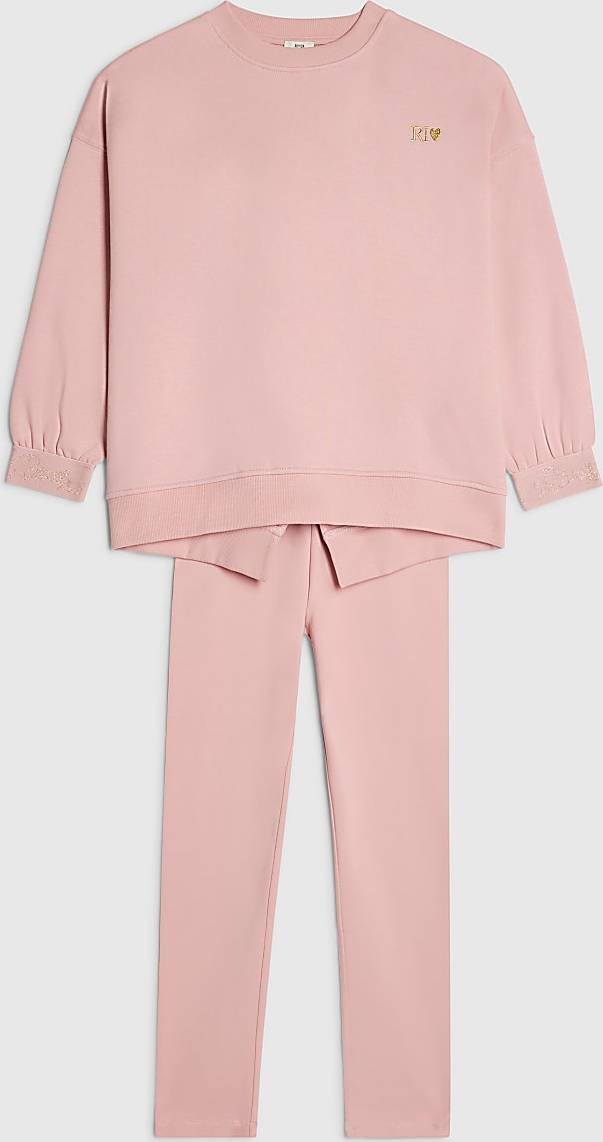 Girls Pink Ri Split Back Sweatshirt Set