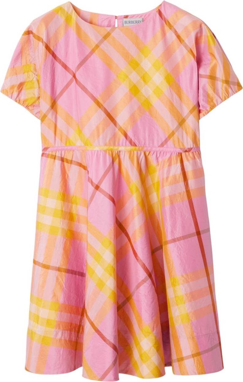 Burberry Kids Rutig Sidenklänning - Rosa