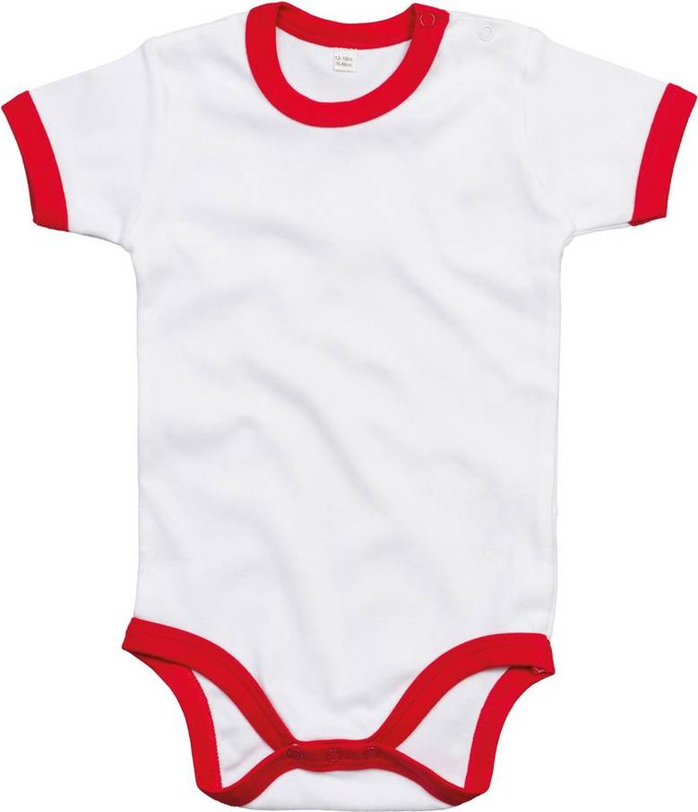 Earth Wardrobe Ringer Bodysuit - White/Red