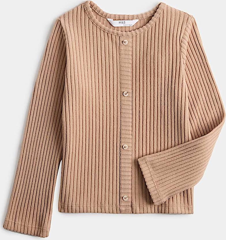 Boys' Cosy Ribbed Button-Front Top