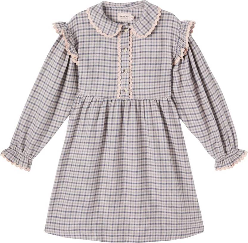 Wheat Alissa Ruffled Checked Cotton Dress