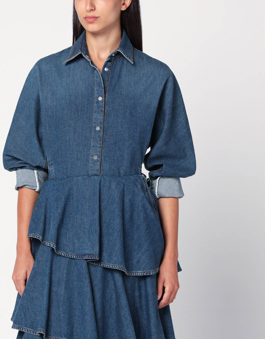 Alaïa Rounded Denim Shirt - Blue