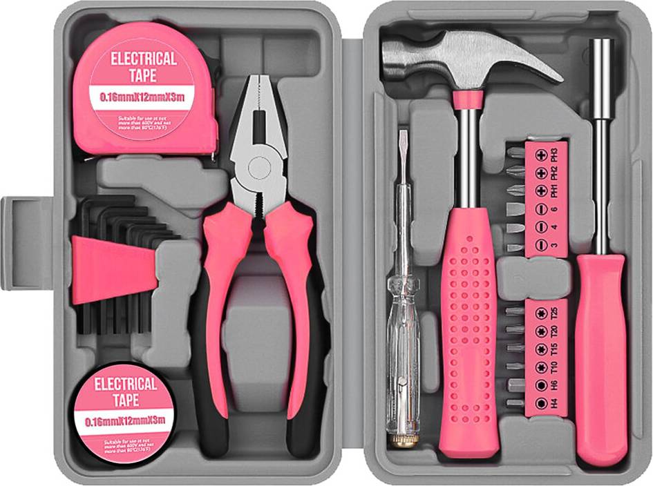 Pink tool box 24pc Pink Tool Kit Small Tool Box Tool Kit