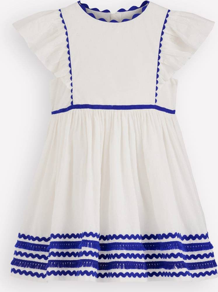 Boden Flutter Sleeve Ric Rac Dress - White