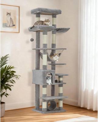 B&Q Large Cat Tree For Big Cat Multi-Level Tower With Scratching Post 74"
