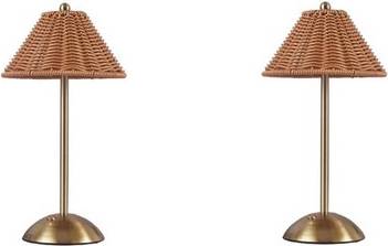 Sodial Rattan Rechargeable Desk Lamp 3 Color Light Changing Table Lamp