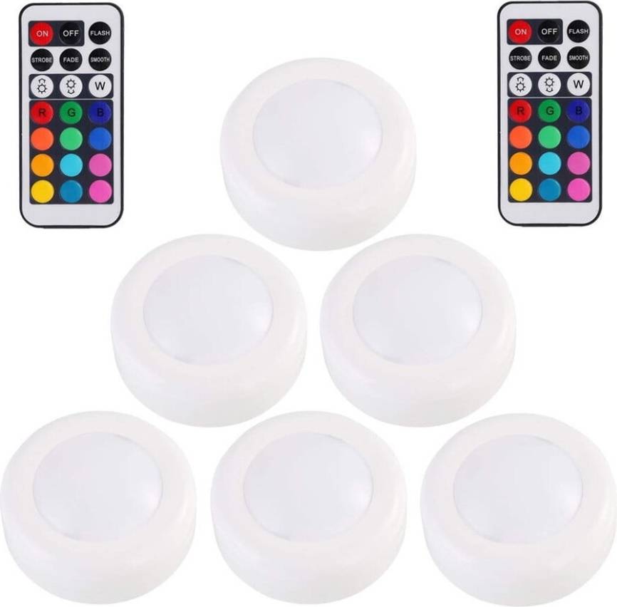LED Puck Night Light 16 Color Remote Control Furniture Lighting