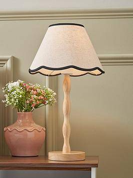 Collection Scalloped Shade Spindle Base Table Lamp