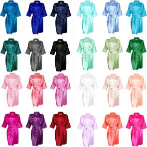 Satin kimono Solid Solid Color Wedding Silk Kimono Satin Robe