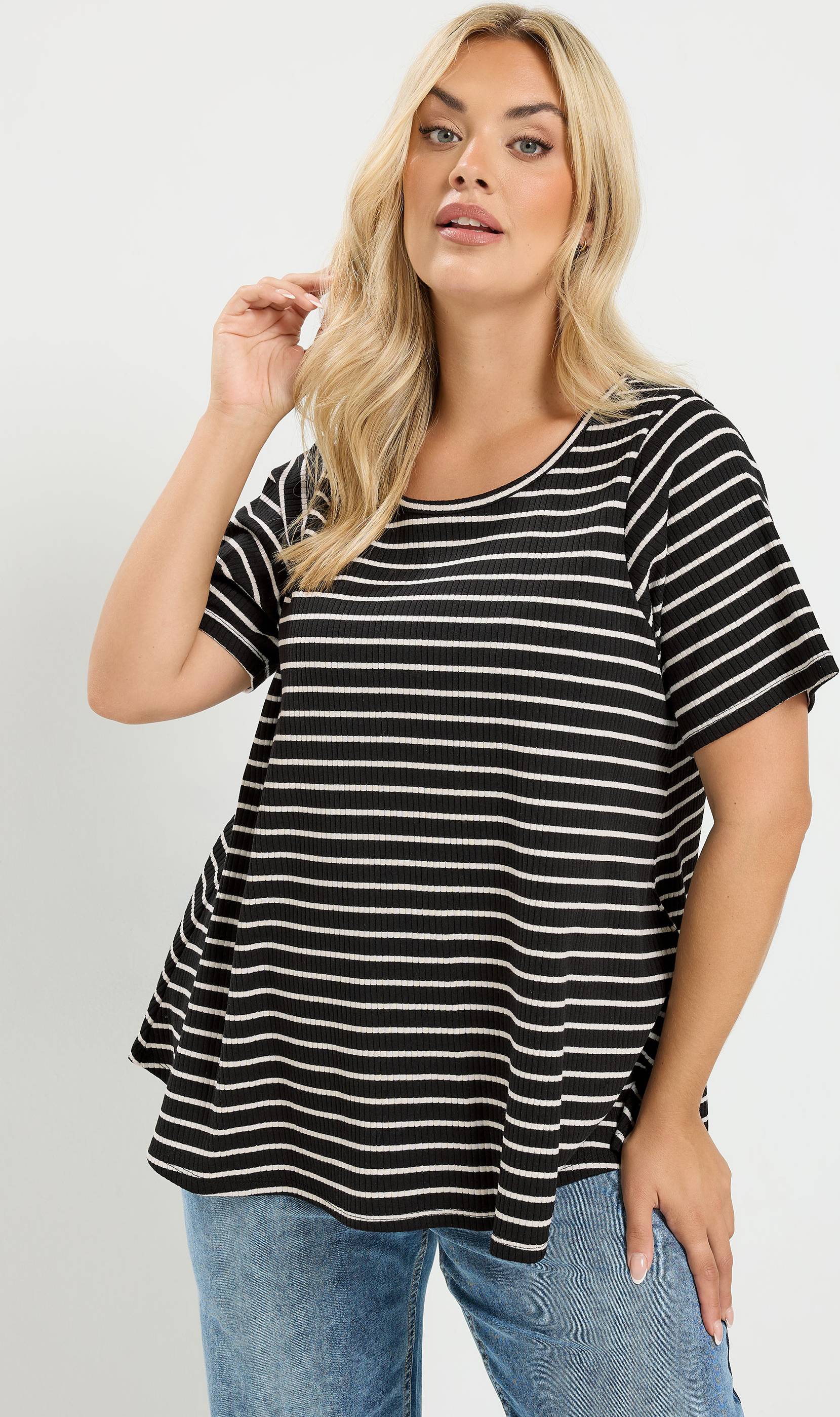 Stripe Ribbed Top - Black