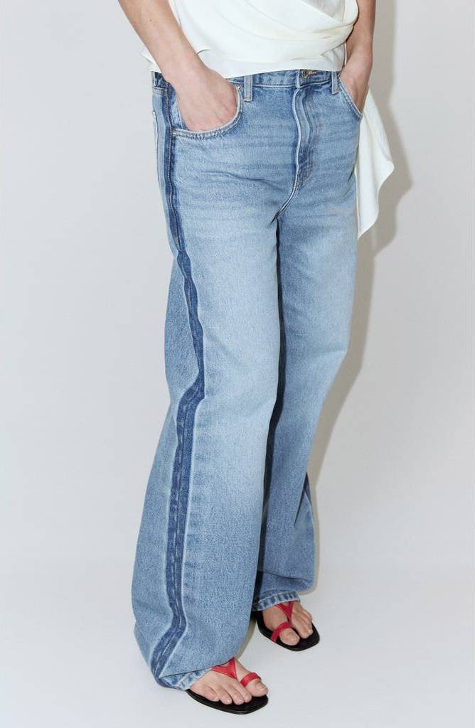Mango Mid-Rise Straight Jeans Light Blue