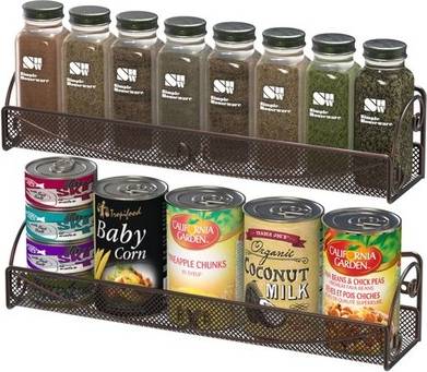 Spice rack wall Deco Brothers Wall Mounted Single Tier Mesh Spice Rack Set