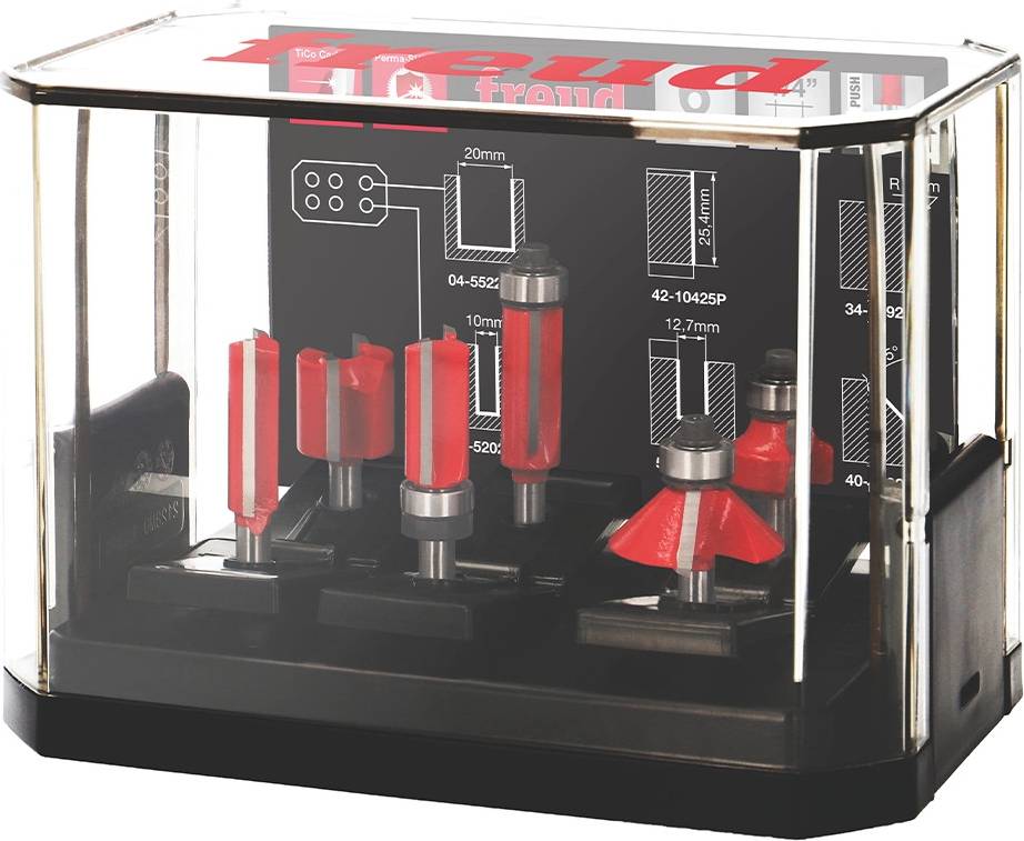 Freud 6 Piece 1/4 Essential Mixed Router Cutter Bit Set